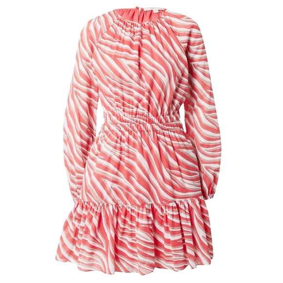 NWT Michael Kors Zebra Print Cotton Lawn Cutout Pink Long Sleeve Mini Dress - Picture 5 of 11